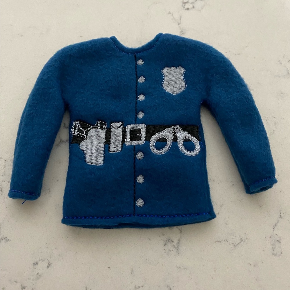 Elf on the Shelf blue felt police jacket